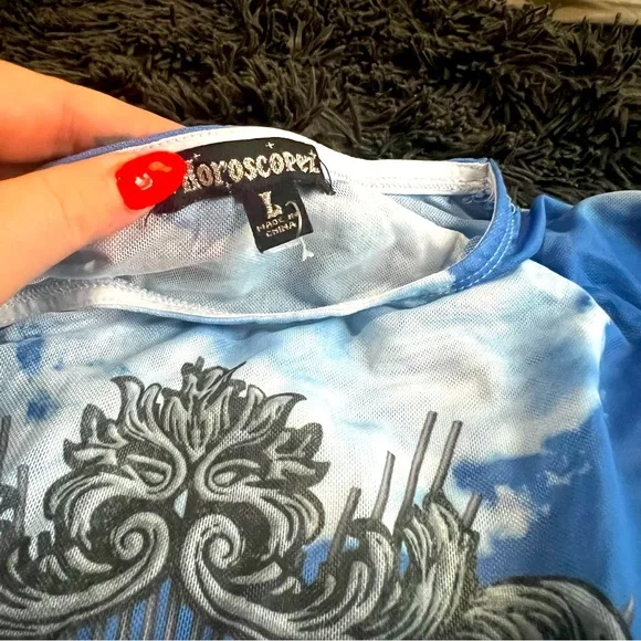 NWOT Rare Horoscopez Dolls Kill Micro Mesh Long Sleeve Shirt - Picture 4 of 4